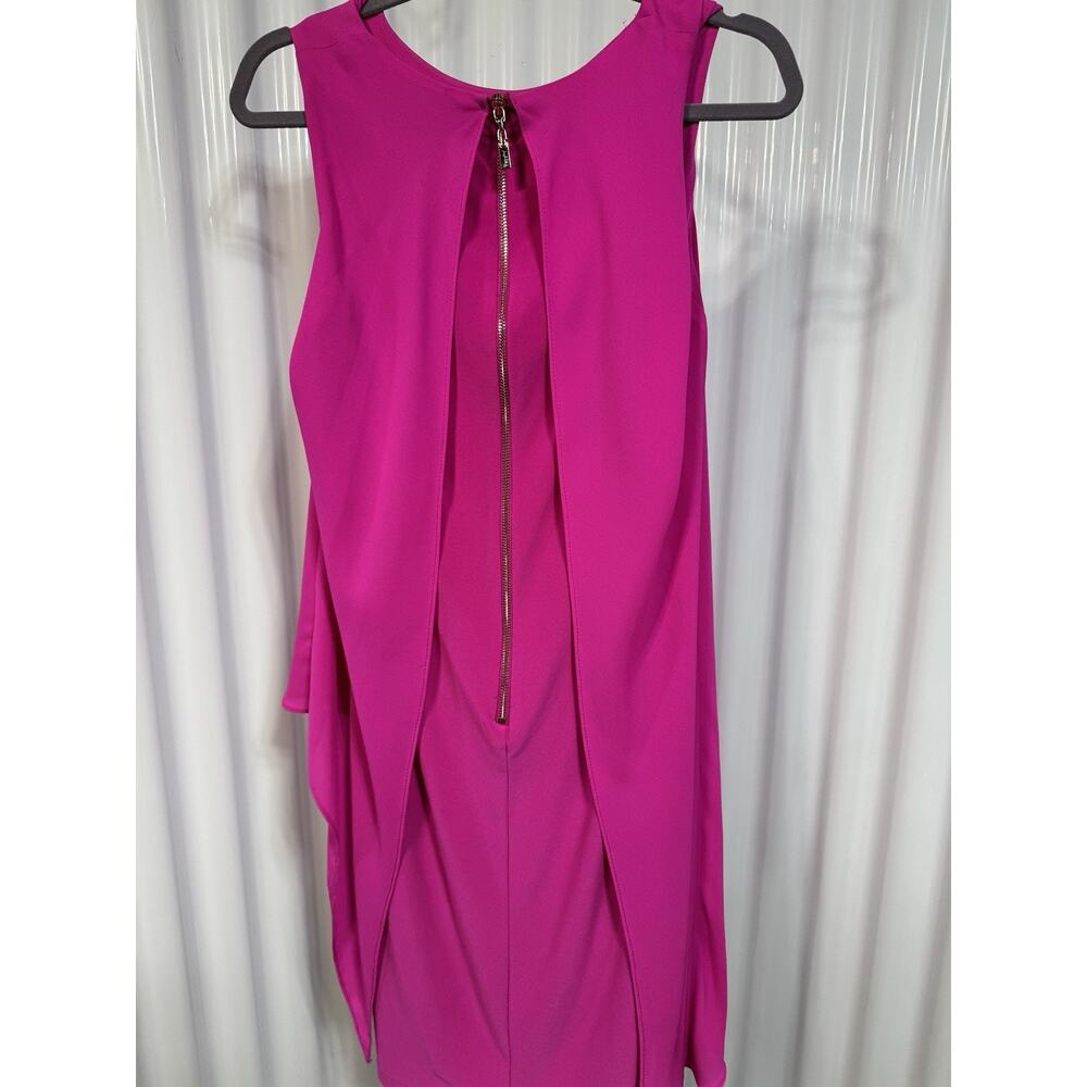 Joseph Ribkoff Hot Pink Jersey Chiffon Overlay Sheath Cocktail Dress Sz 8 Barbie - Picture 2 of 6